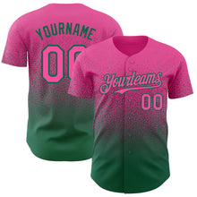 Laden Sie das Bild in den Galerie-Viewer, Custom Pink Kelly Green Authentic Fade Fashion Baseball Jersey
