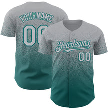 Load image into Gallery viewer, Custom Gray Teal Authentic Fade Fashion Baseball Jersey
