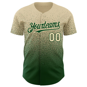 Custom Cream Green Authentic Fade Fashion Baseball Jersey