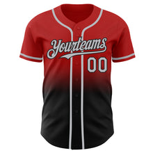 Load image into Gallery viewer, Custom Red Gray-Black Authentic Fade Fashion Baseball Jersey

