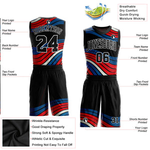 Custom Figure Black-Red Round Neck Sublimation Basketball Suit Jersey