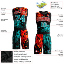 Laden Sie das Bild in den Galerie-Viewer, Custom Figure Aqua-Red Round Neck Sublimation Basketball Suit Jersey
