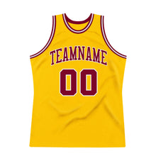 Load image into Gallery viewer, Custom Gold Maroon-White Authentic Throwback Basketball Jersey
