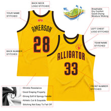 Load image into Gallery viewer, Custom Gold Brown-Orange Authentic Throwback Basketball Jersey
