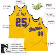 Загрузить изображение в средство просмотра галереи, Custom Gold Purple-Gray Authentic Throwback Basketball Jersey
