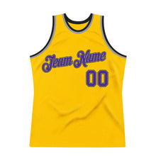 Загрузить изображение в средство просмотра галереи, Custom Gold Purple-Gray Authentic Throwback Basketball Jersey
