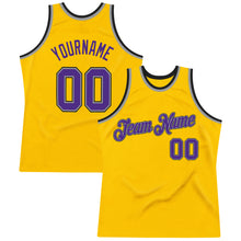 Загрузить изображение в средство просмотра галереи, Custom Gold Purple-Gray Authentic Throwback Basketball Jersey
