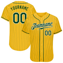 Laden Sie das Bild in den Galerie-Viewer, Custom Yellow Green Pinstripe Green-White Authentic Baseball Jersey
