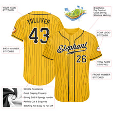 Laden Sie das Bild in den Galerie-Viewer, Custom Yellow Black Pinstripe Black-White Authentic Baseball Jersey

