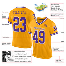 Laden Sie das Bild in den Galerie-Viewer, Custom Gold Purple-White Mesh Authentic Throwback Football Jersey
