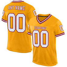 Загрузить изображение в средство просмотра галереи, Custom Gold White-Maroon Mesh Authentic Throwback Football Jersey
