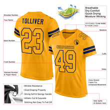 Load image into Gallery viewer, Custom Gold Gold-Navy Mesh Authentic Football Jersey
