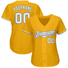 Загрузить изображение в средство просмотра галереи, Custom Gold White-Light Blue Authentic Baseball Jersey
