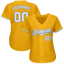 Laden Sie das Bild in den Galerie-Viewer, Custom Gold White-Light Blue Authentic Baseball Jersey
