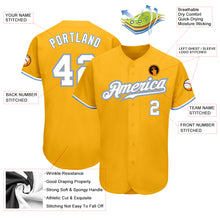 Загрузить изображение в средство просмотра галереи, Custom Gold White-Light Blue Authentic Baseball Jersey
