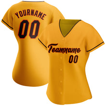 Laden Sie das Bild in den Galerie-Viewer, Custom Gold Brown-Orange Authentic Baseball Jersey
