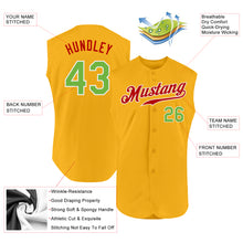 Загрузить изображение в средство просмотра галереи, Custom Gold Neon Green-Red Authentic Sleeveless Baseball Jersey
