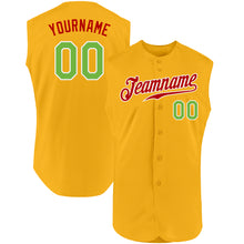 Загрузить изображение в средство просмотра галереи, Custom Gold Neon Green-Red Authentic Sleeveless Baseball Jersey
