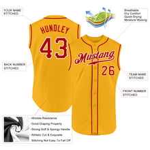 Загрузить изображение в средство просмотра галереи, Custom Gold Red-White Authentic Sleeveless Baseball Jersey
