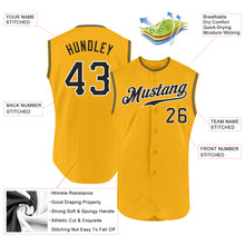 Load image into Gallery viewer, Custom Gold Black-White Authentic Sleeveless Baseball Jersey
