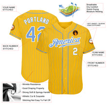 Laden Sie das Bild in den Galerie-Viewer, Custom Yellow Light Blue Pinstripe Light Blue-White Authentic Baseball Jersey
