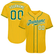 Load image into Gallery viewer, Custom Yellow Kelly Green Pinstripe Kelly Green-White Authentic Baseball Jersey
