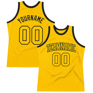 Custom Gold Gold-Black Authentic Throwback Basketball Jersey