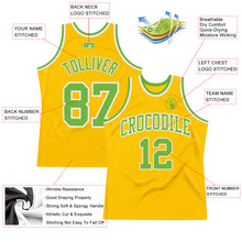 Load image into Gallery viewer, Custom Gold Neon Green-White Authentic Throwback Basketball Jersey
