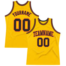 Load image into Gallery viewer, Custom Gold Black-Orange Authentic Throwback Basketball Jersey
