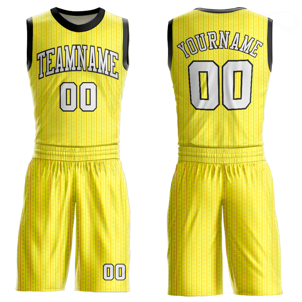 Custom White White-Black Round Neck Sublimation Basketball Suit Jersey