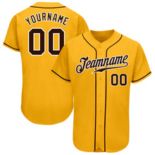 Load image into Gallery viewer, Custom Gold Brown-White Authentic Baseball Jersey
