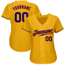 Laden Sie das Bild in den Galerie-Viewer, Custom Gold Royal-Orange Authentic Baseball Jersey
