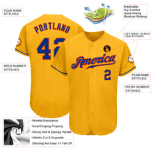 Load image into Gallery viewer, Custom Gold Royal-Orange Authentic Baseball Jersey
