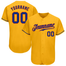 Load image into Gallery viewer, Custom Gold Royal-Orange Authentic Baseball Jersey
