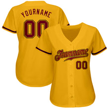 Load image into Gallery viewer, Custom Gold Crimson-Black Authentic Baseball Jersey
