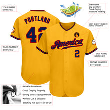 Load image into Gallery viewer, Custom Gold Navy-Red Authentic Baseball Jersey
