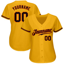 Load image into Gallery viewer, Custom Gold Black-Orange Authentic Baseball Jersey
