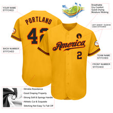 Load image into Gallery viewer, Custom Gold Black-Orange Authentic Baseball Jersey
