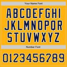 Load image into Gallery viewer, Custom Gold Navy-White Authentic Baseball Jersey
