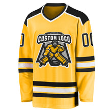 Laden Sie das Bild in den Galerie-Viewer, Custom Gold Black-White Hockey Jersey
