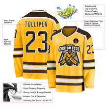 Laden Sie das Bild in den Galerie-Viewer, Custom Gold Brown-White Hockey Jersey
