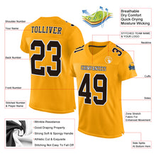 Load image into Gallery viewer, Custom Gold Brown-White Mesh Authentic Football Jersey
