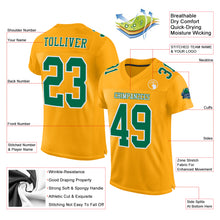 Load image into Gallery viewer, Custom Gold Kelly Green-White Mesh Authentic Football Jersey
