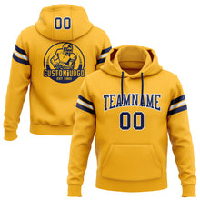 Load image into Gallery viewer, Custom Stitched Gold Navy-White Football Pullover Sweatshirt Hoodie
