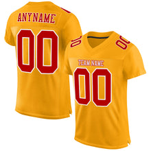Load image into Gallery viewer, Custom Gold Red-White Mesh Authentic Football Jersey
