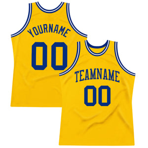 Custom Gold Royal-White Authentic Throwback Basketball Jersey