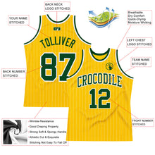 Laden Sie das Bild in den Galerie-Viewer, Custom Gold White Pinstripe Green Authentic Basketball Jersey
