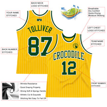 Загрузить изображение в средство просмотра галереи, Custom Gold White Pinstripe Green Authentic Basketball Jersey
