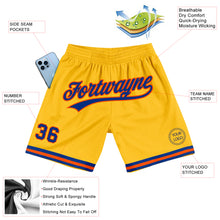 Load image into Gallery viewer, Custom Gold Royal-Orange Authentic Throwback Basketball Shorts
