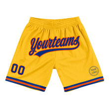 Load image into Gallery viewer, Custom Gold Royal-Orange Authentic Throwback Basketball Shorts
